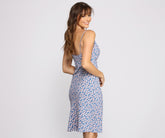Robe mi-longue tissée à fleurs à tomber